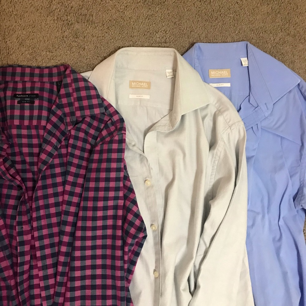 Michael Kors Mens Dress Shirts XL 17-17.5 34/35
